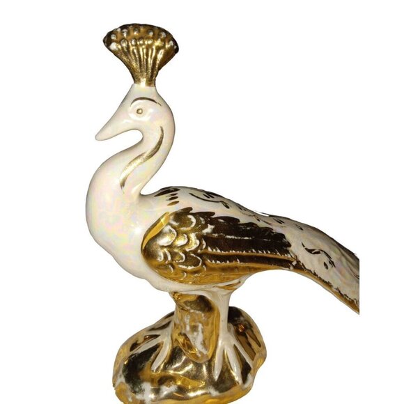 Vintage Bel-Air Pottery USA Lusterware with Gold Gifting Set of 3 Peacocks - Picture 2 of 16